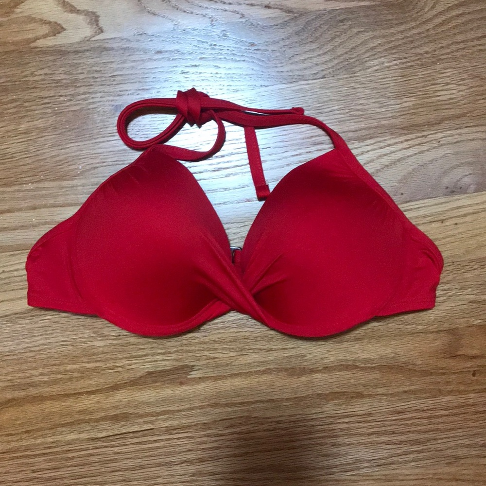 Red push-up bikini top